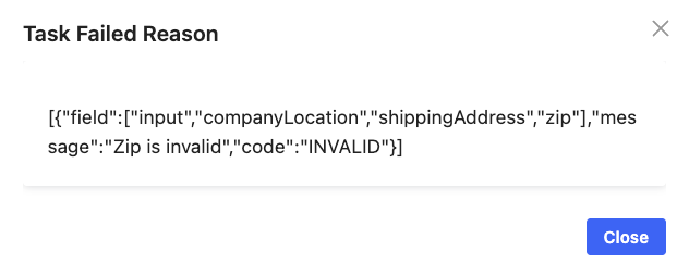 Invalid Zip Code